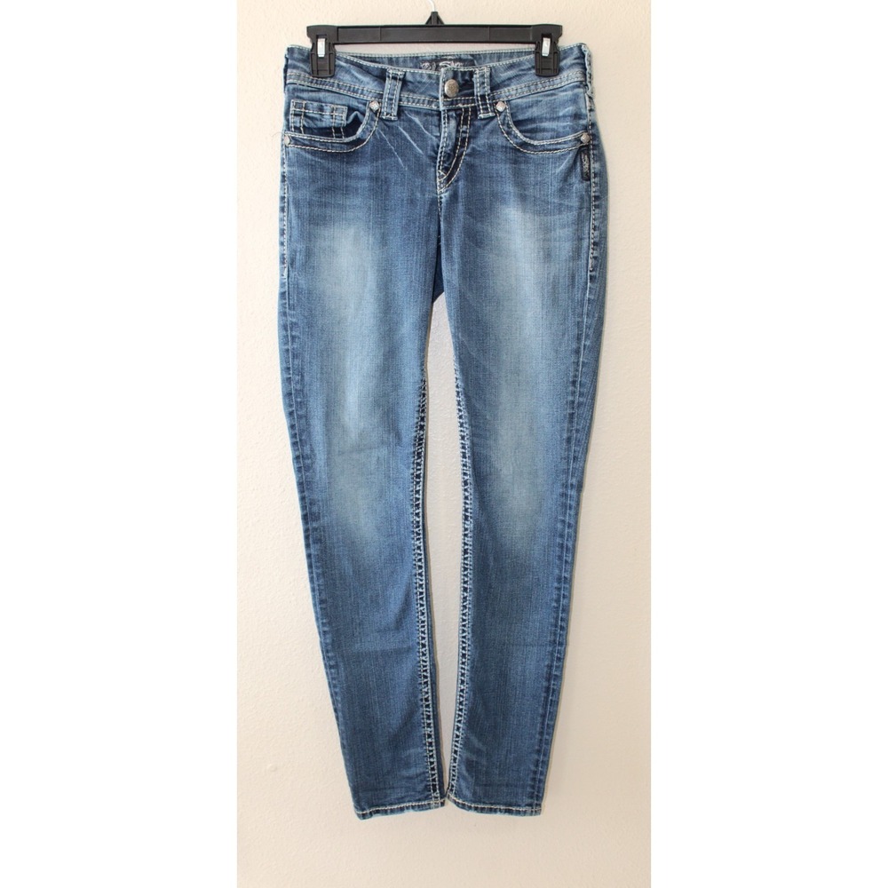 Silver Jeans Womens Mid Wash Suki Pencil Skinny Leg Jeans 26